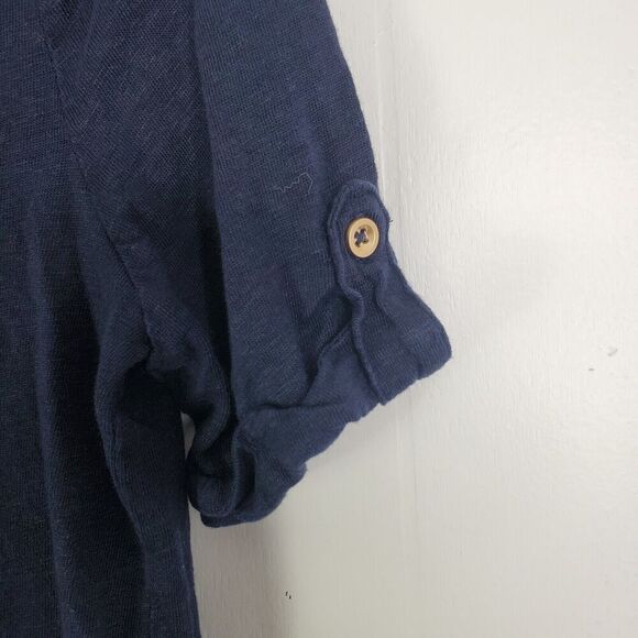 Chicos Linen Polo Womens S 0 Roll Tab Short Sleeves Preppy Lightweight Classic - Picture 4 of 8